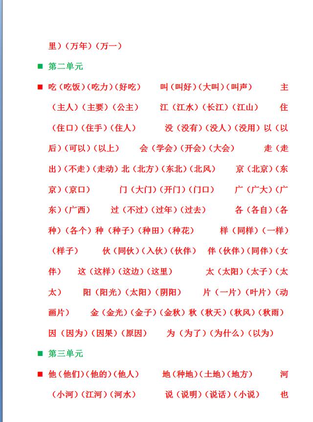 一年级下册语文数学同步重点知识点汇总