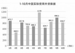 今年前10个月，中国实际使用外资8006.