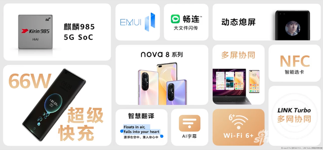 nova 8系列搭载麒麟985 5G芯片