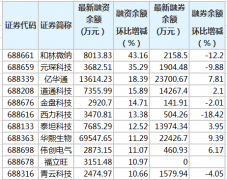  林微纳等12只科创板股融资余额增幅超