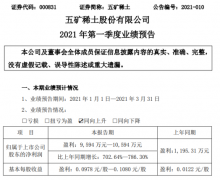  五矿稀土2021年第一季度预计净利增长