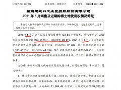  招商蛇口前5月销售同比增加69.8% 拿地费