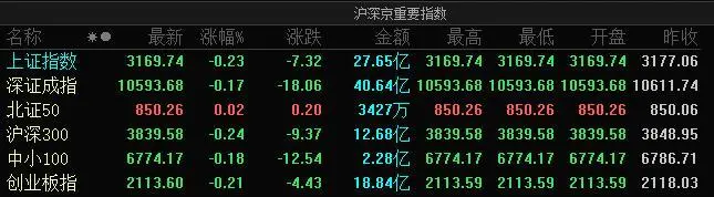 A股指数集体低开：沪指跌0.23%，UWB超宽带、瓷砖胶等板块跌幅居前